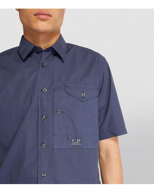 C P Company Blue Cotton Short-sleeve Shirt for men