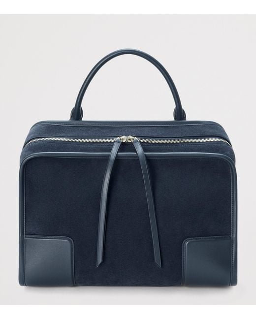 Loewe Blue Large Suede Amazona 180 Top-Handle Bag