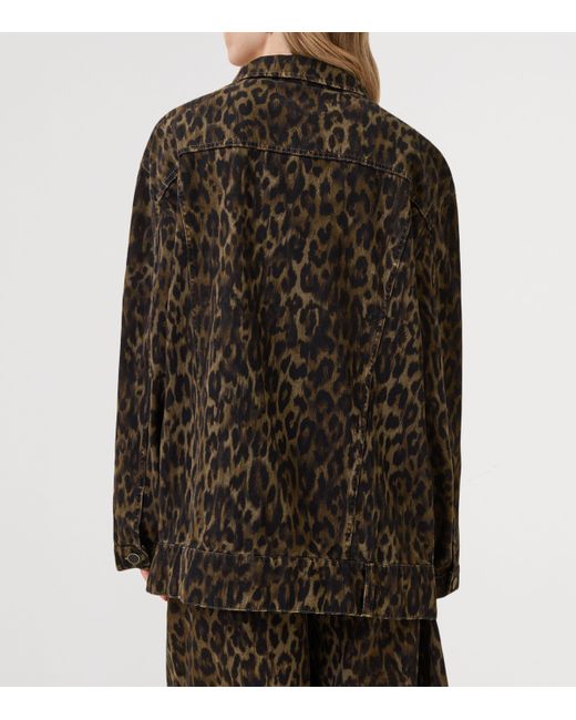 AllSaints Black Leopard Print Willow Denim Jacket