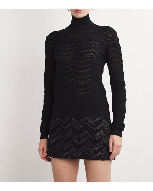 Missoni Black Wool-Blend Rollneck Sweater