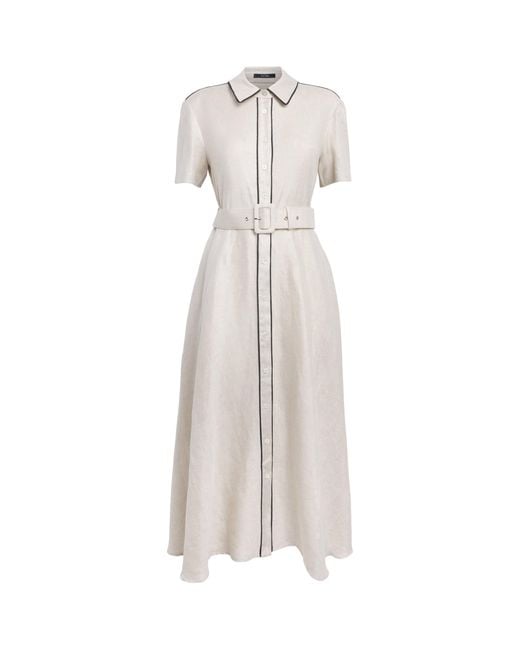 Toccin White Linen-Blend Jean Midi Dress