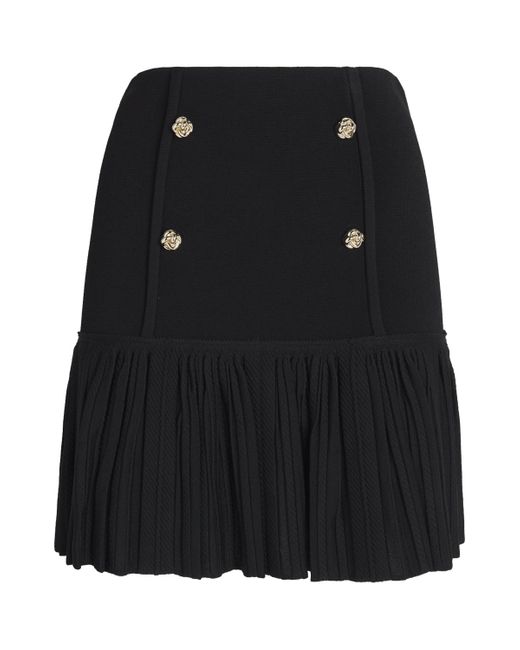 Sandro White Knitted Buttoned Mini Skirt
