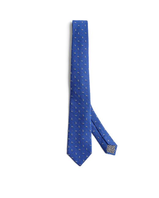 Paul Smith Blue Silk Paisley Tie for men