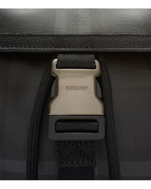 Burberry Black City Check Clip Backpack for men