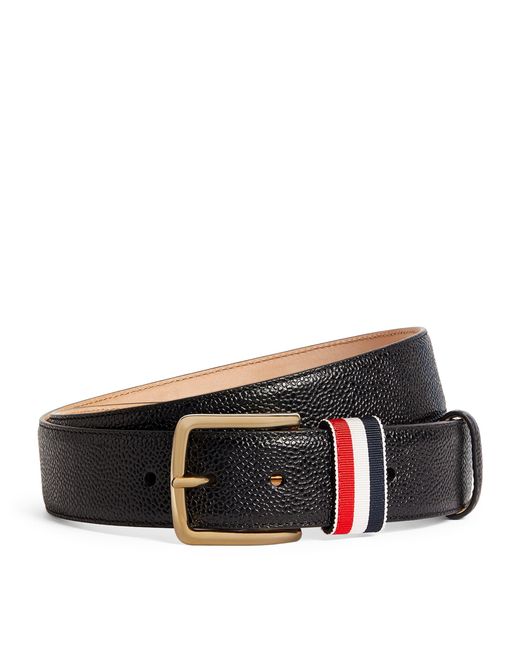 Thom Browne Black Leather Tricolour Belt for men