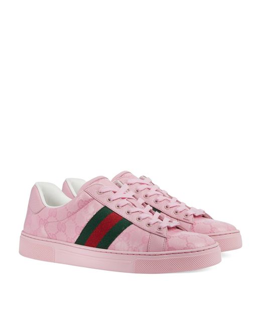 Gucci Pink Ace Sneaker With Web