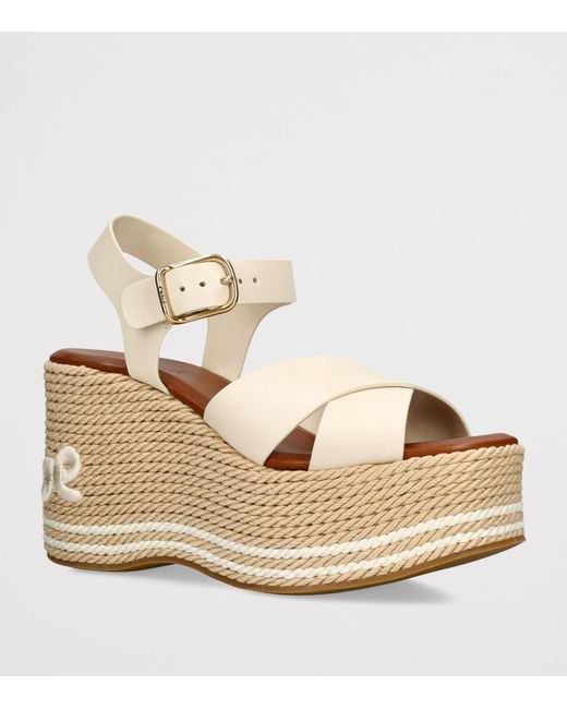 Chloé Natural Leather Sand Wedge Espadrilles 105
