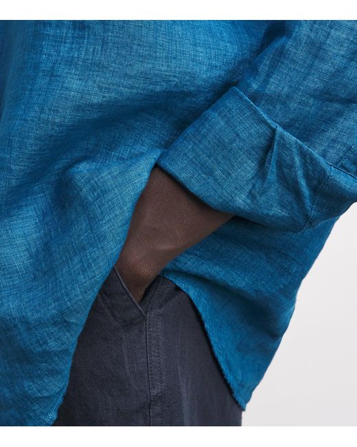 Frescobol Carioca Blue Linen Antonio Shirt for men