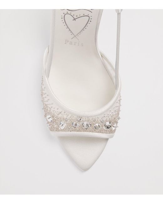 Christian Louboutin White Miss Z Embellished Slingback Sandals 80