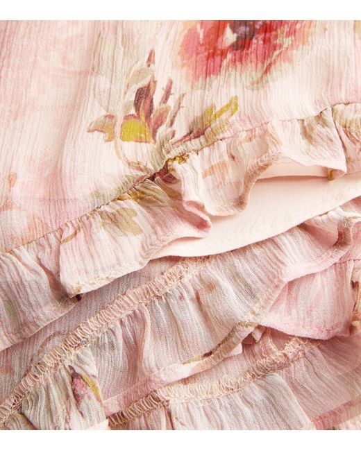 PAIGE Pink Silk Floral Terrazza Dress
