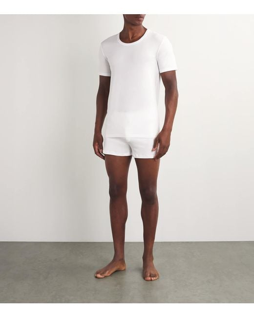 Hanro White Cotton Superior Short Sleeve T-Shirt for men