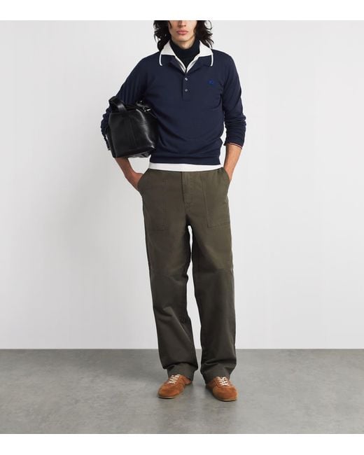 Wales Bonner Blue X John Smedley Merino Henry Polo Sweater for men