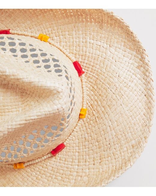 Lack of Color Natural Raffia Bead-Embellished Cowboy Hat