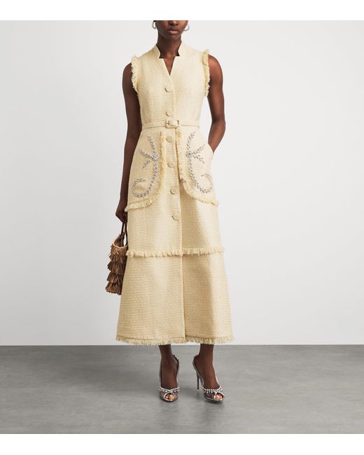 Huishan Zhang Natural Tweed Corinthe Midi Dress