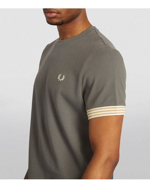 Fred Perry Gray Striped Cuff T-shirt for men