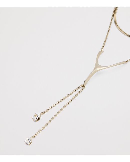 McQueen White Embellished Wishbone Necklace