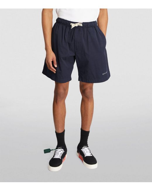 Palm Angels Blue Logo-embroidered Shorts for men