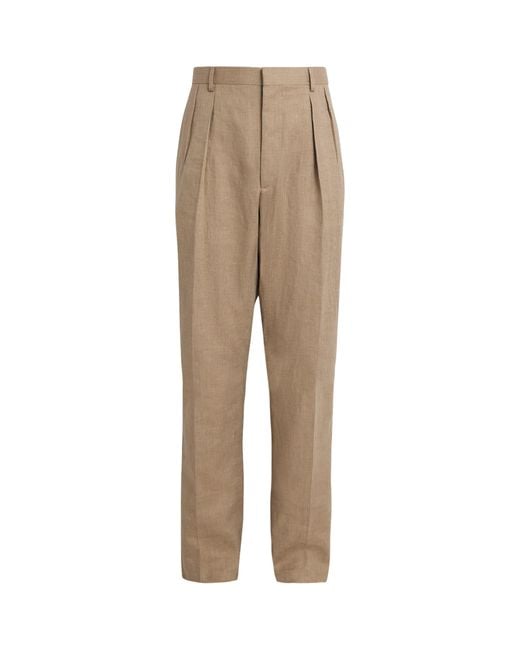 Ralph Lauren Natural Linen-Silk-Cotton Tailored Trousers for men