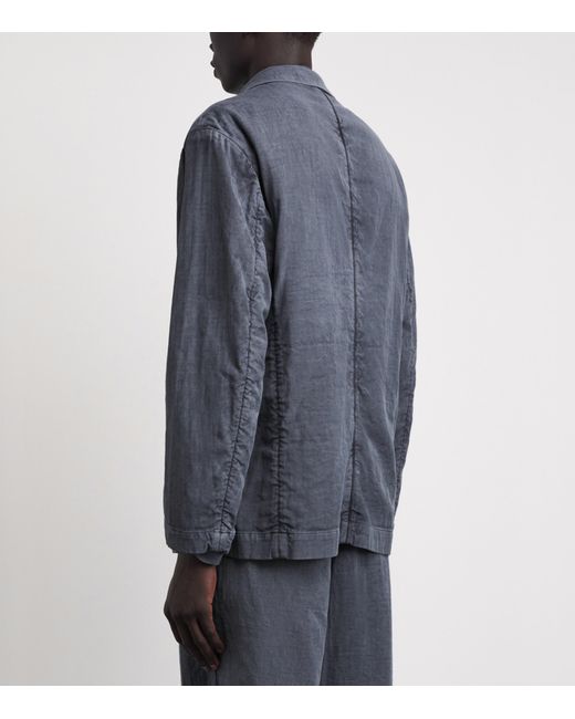 IM MEN Blue Cotton Pigment-Dyed Blazer for men