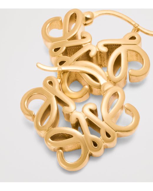 Loewe Metallic Bombé Anagram Hoop Earrings