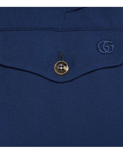 Gucci Blue Wool Tailored Trousers for men