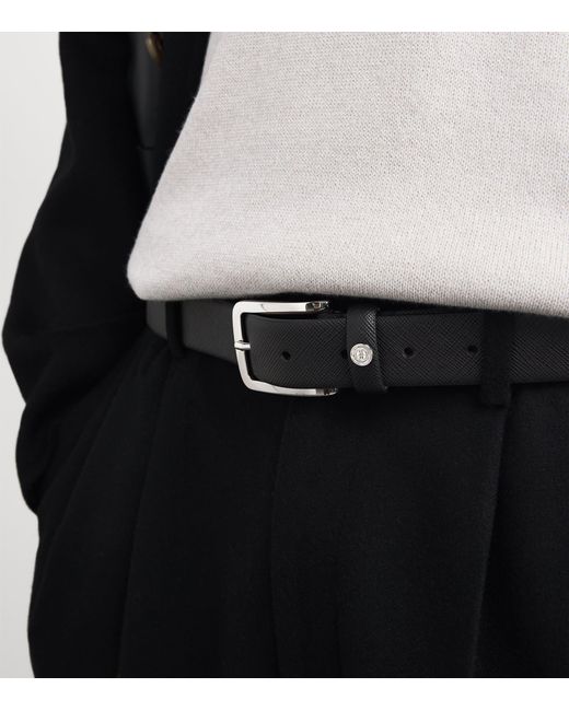 Harrods Black Saffiano Leather Logo Belt for men