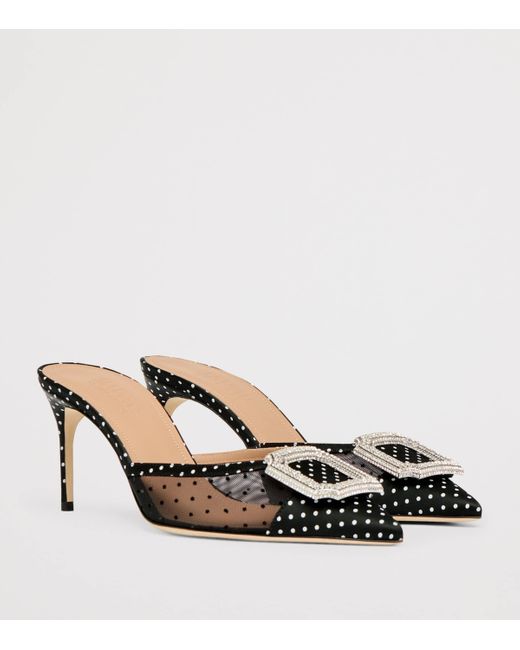 Malone Souliers Black Tulle Polka Dot Mona Mules 70