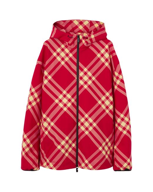 Burberry Red Hooded Check Jacket for men