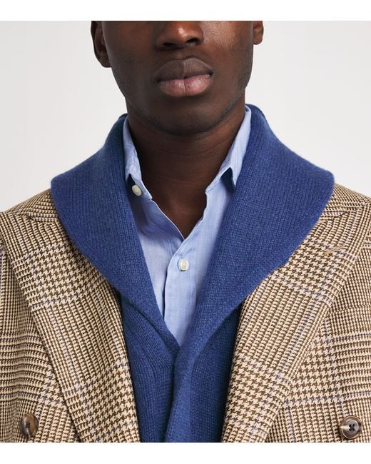 Polo Ralph Lauren Blue Wool-Cashmere Shawl-Collar Cardigan