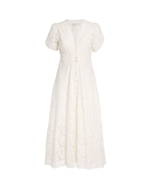 Rixo White Lace Novara Midi Dress