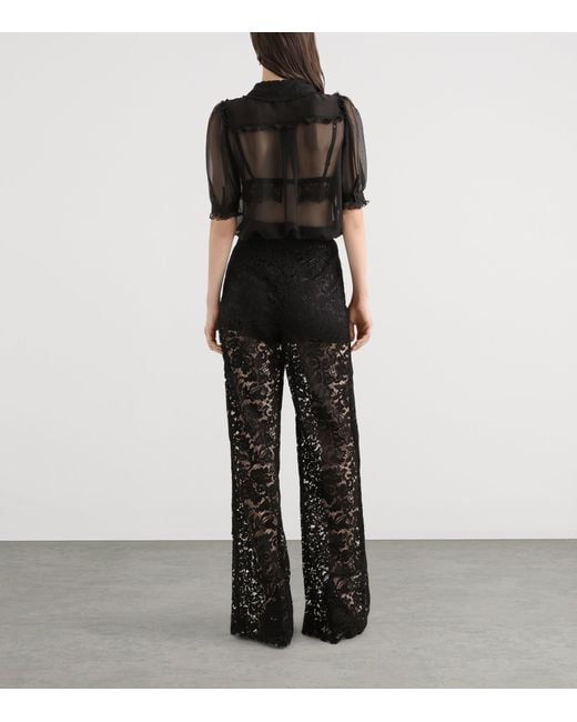 Dolce & Gabbana Black Lace Wide-Leg Trousers