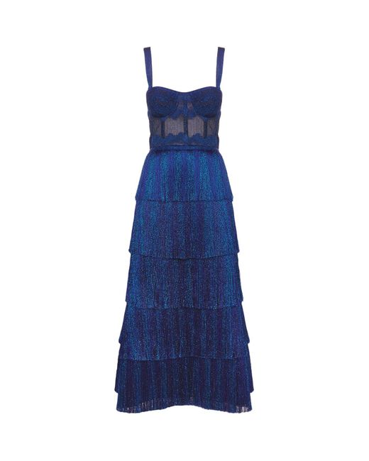 Missoni Blue Lurex Fringed Bustier Gown