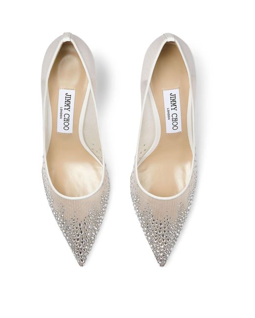 Jimmy Choo White Love 85 Embellished Pumps