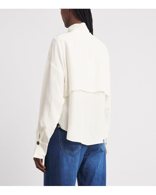 Veronica Beard White Scarf-Neck Darlis Blouse