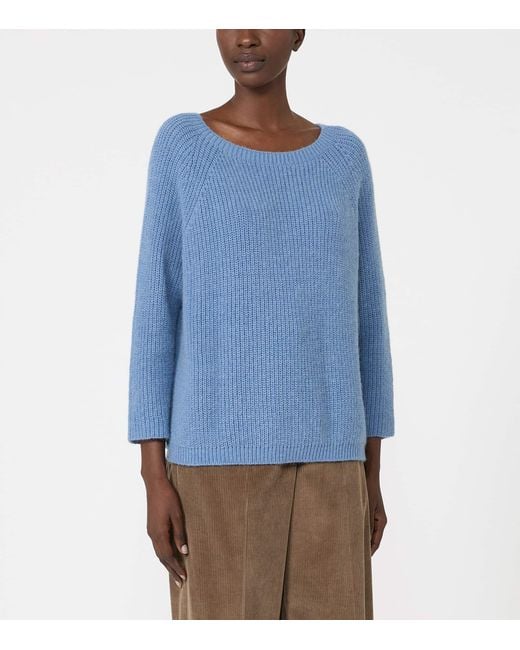 Weekend by Maxmara Blue Ribbed Round-Neck Sweater
