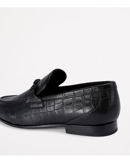 Kurt Geiger Black Croc-Embossed Alton Loafers for men