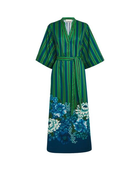 ALÉMAIS Green Organic Cotton Margo Mini Shirt Dress