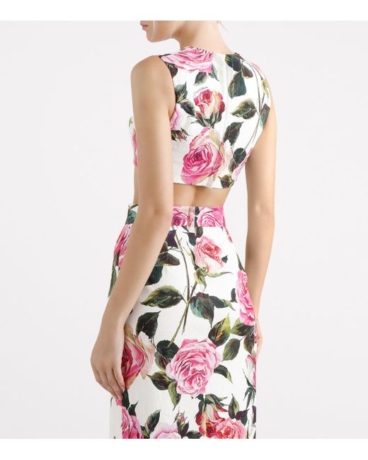 Dolce & Gabbana Pink Floral Crop Top