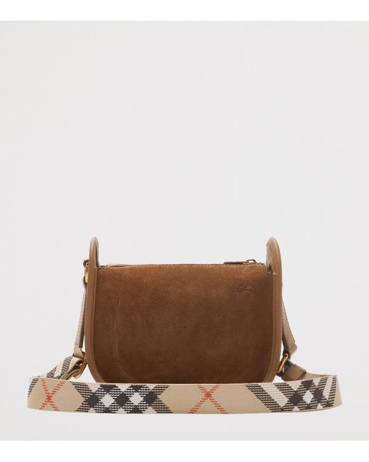 Burberry Brown Mini Suede B Clip Cross-Body Bag
