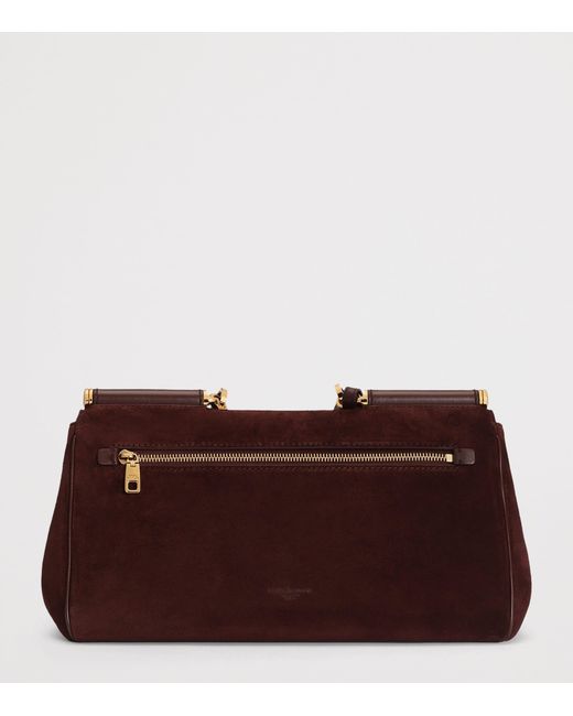 Dolce & Gabbana Brown Suede My Sicily Top-Handle Bag
