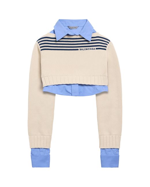 Balenciaga Blue Double Layer Sweater Shirt