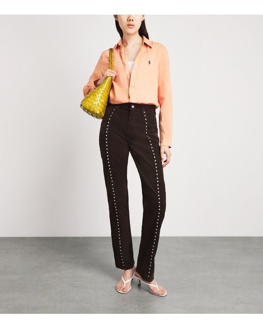 Polo Ralph Lauren Black Corduroy Studded Straight Trousers