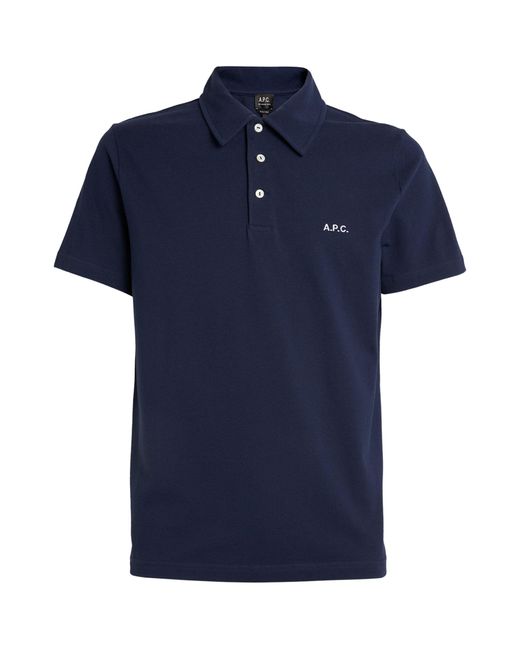 A.P.C. Blue Logo Embroidered Polo Shirt for men