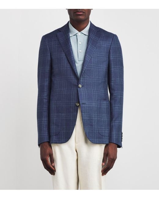 Canali Blue Wool-Silk-Linen Kei Blazer for men