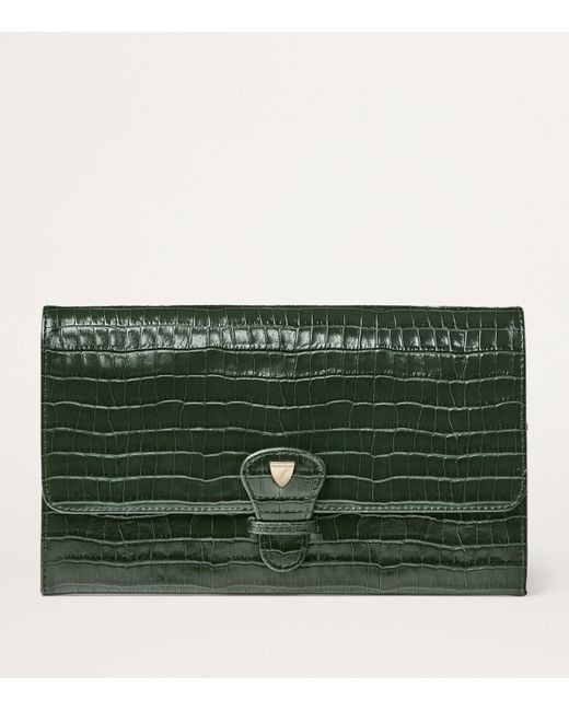 Aspinal Green Leather Travel Wallet for men