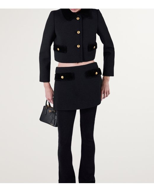 Prada Black Wool Natté Mini Skirt