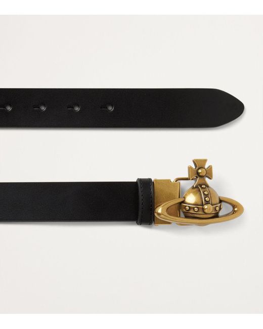 Vivienne Westwood Black Leather Orb Belt for men