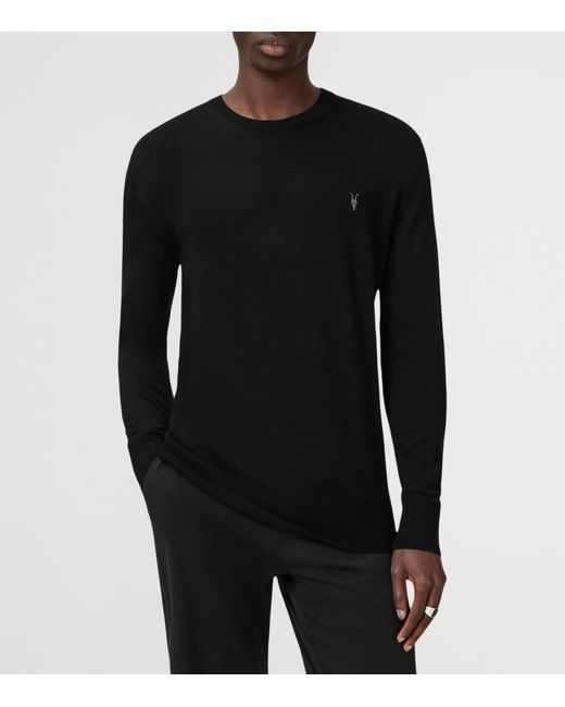 AllSaints Black Merino Wool Mode Sweater for men
