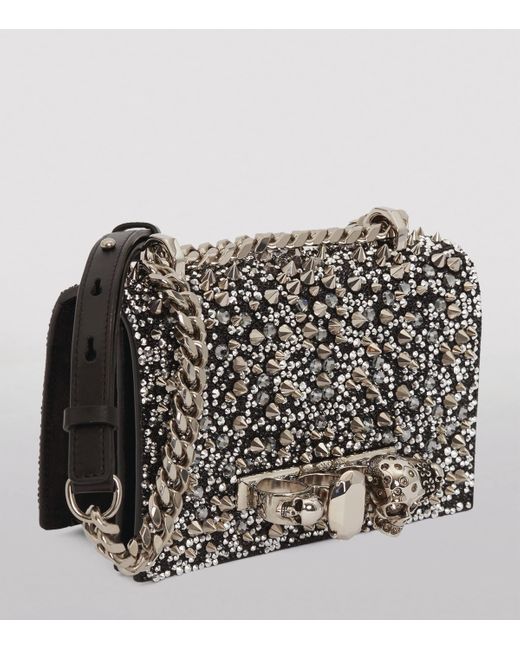 Alexander McQueen Black Mini Leather Jewelled Satchel