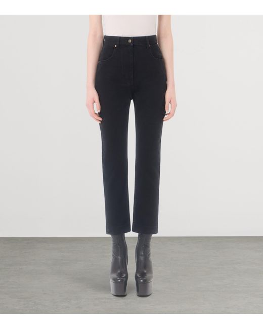 Valentino Blue Stretch-Denim Cropped Straight Jeans